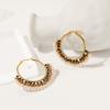 Fashion Retro Earrings For Women Elegant Geometric Round Hand-made Beaded Contrast Color Pearl Earrings