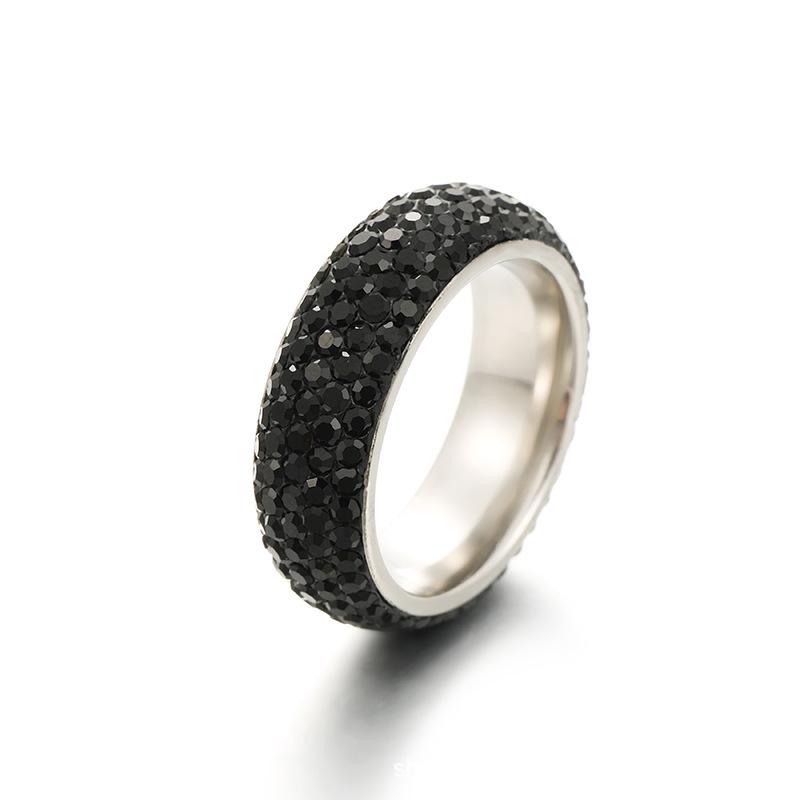 

European & American Style 5-Row Spherical Diamond Ring for Couples - Titanium Steel Ceramic Clay Design for Men & Women. Size 10