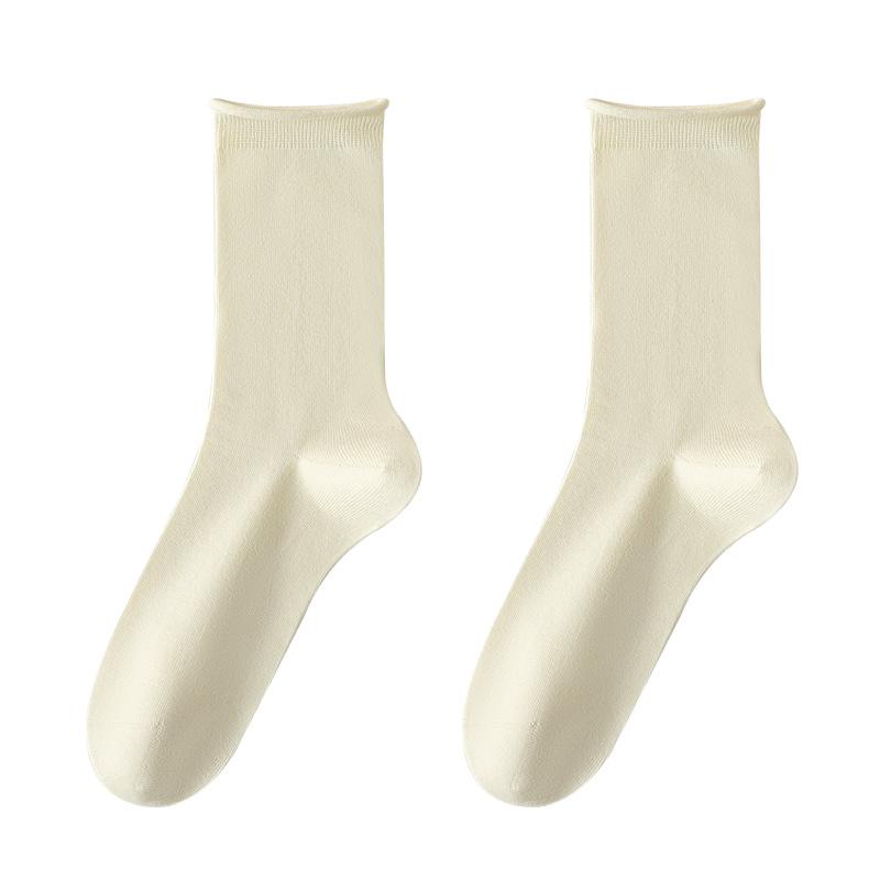 Socks Women'S Autumn Crimping Breathable Deodorant Sweat-Absorbing Medium Tube Socks Stacking Socks Anti-Pilling Pure Cotton Maillard Versatile Socks