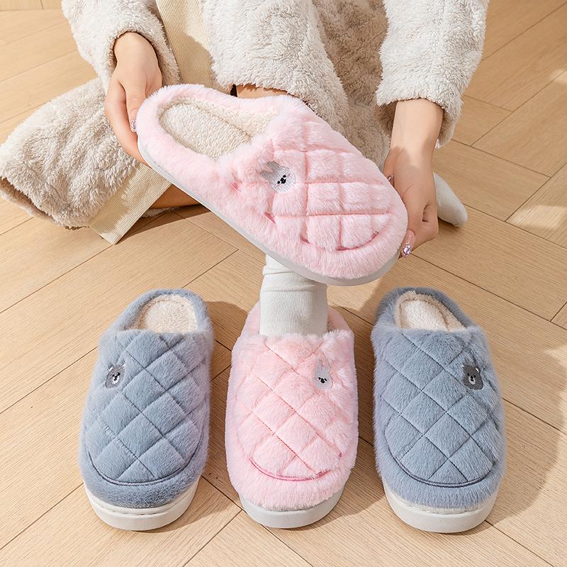 Cotton Slippers Home Autumn and Winter Warm Cotton Shoes 2025 New Thickened Velvet Non-slip Cotton Drag Couple Hair Slippers