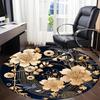 1pc Floral Ornament Office Round Area Rug, Indoor Mat Suitable For Office, Under Office Chairs Bedroom Living Room Home Decor, Room Deco 186