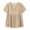 Women Embroidered Short Sleeve V Neck Relaxed Fit Pleated Pullover Blouse Summer Casual Loose Top for Daily Wear