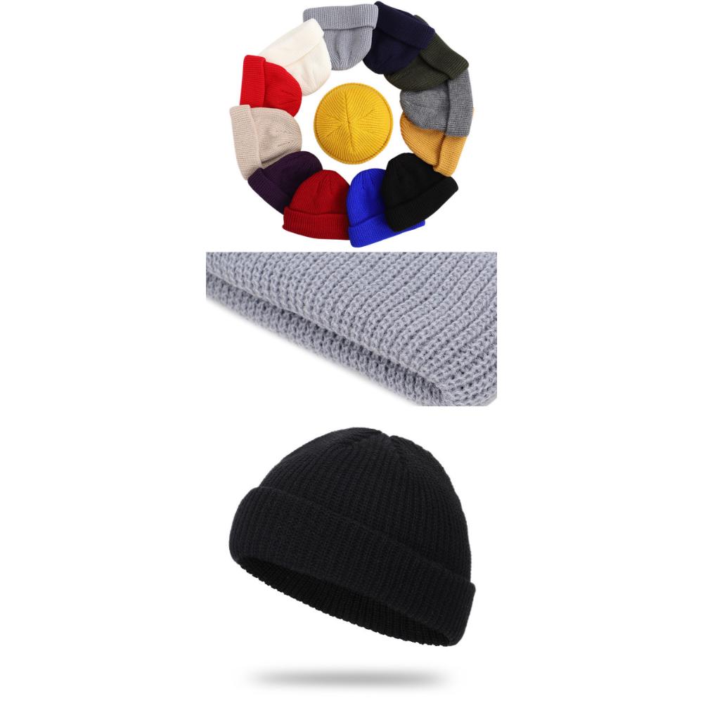 Vinter varme luer Uformell kort tråd hip hop lue Voksne menn kvinnelige ull strikket skalle cap elastisk unisex