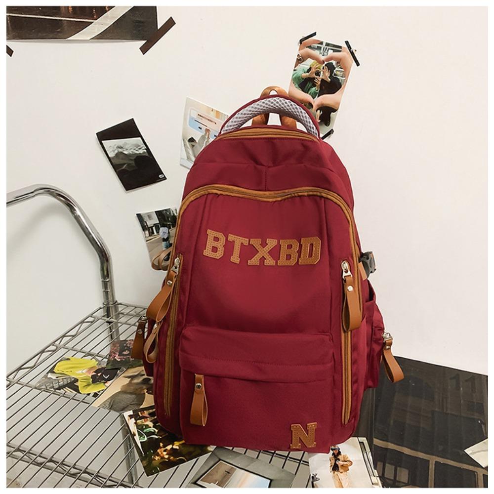 

Школьный рюкзак большой вместимости, многослойный, для средней школы, учеников, с защитой спины и снижением нагрузки, сверхлегкий, водонепроницаемый, для ноутбука красный