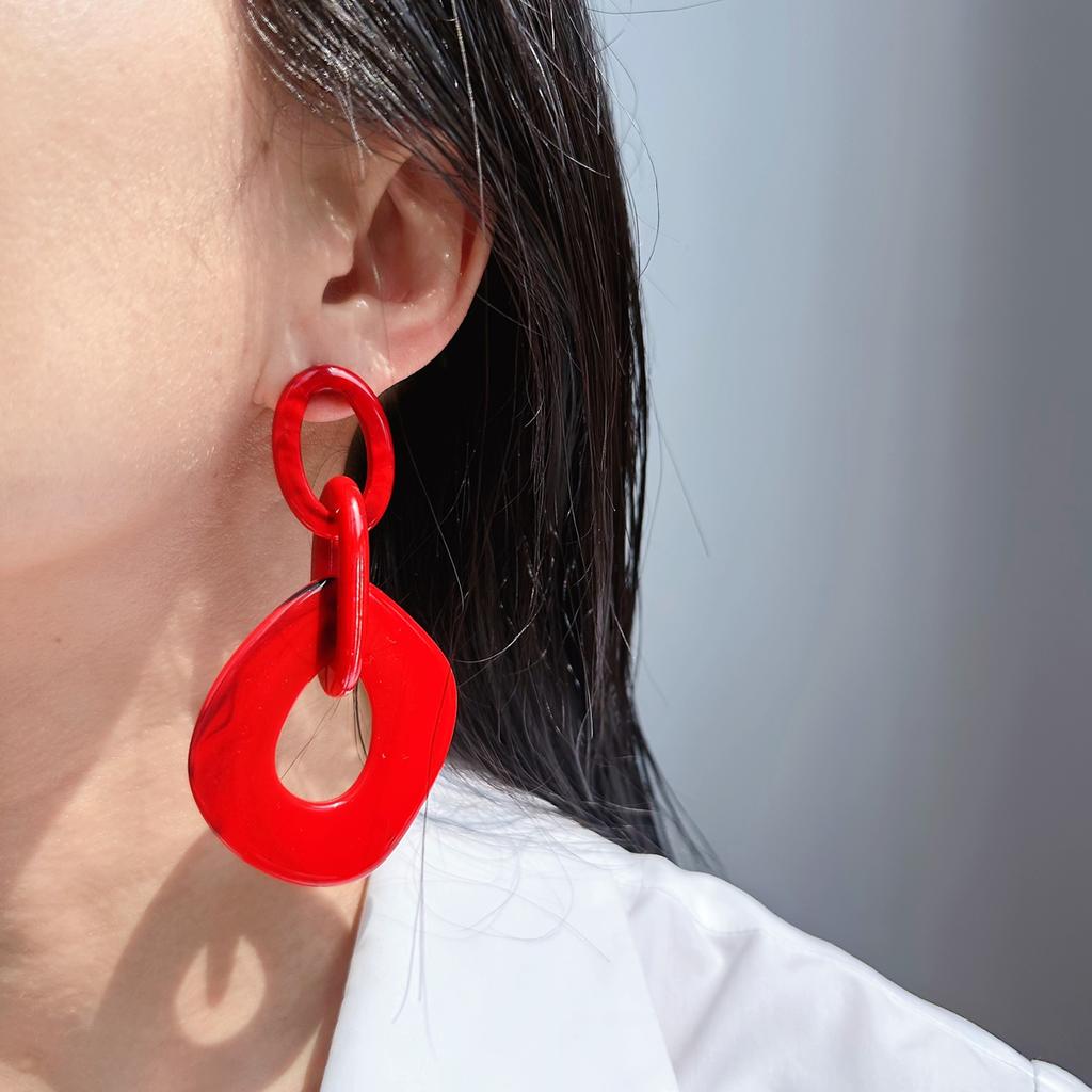 New Leopard Acrylic Big Link Chain Long Earrings for Women Exaggerated Irregular Geometric Drop Earring Statement Jewelry Gifts