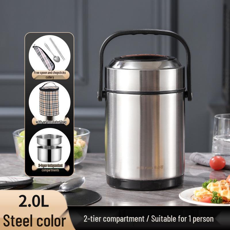 Winter Stainless Steel Insulated Multi-layer Lunch Box - Portable, Large Capacity, Keeps Food Hot for 24 Hours, Perfect for Home or Office.