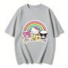 2026 New Sanrio Characters Rainbow Cartoon Print Tshirt Family Matching Outfits Casual Short Sleeve Tee for Women Unisex Kids Tops