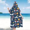 Cartoon Boat Hooded Beach Towel Robe Soft Absorbent Quick Dry Bathrobe for Travel Camping