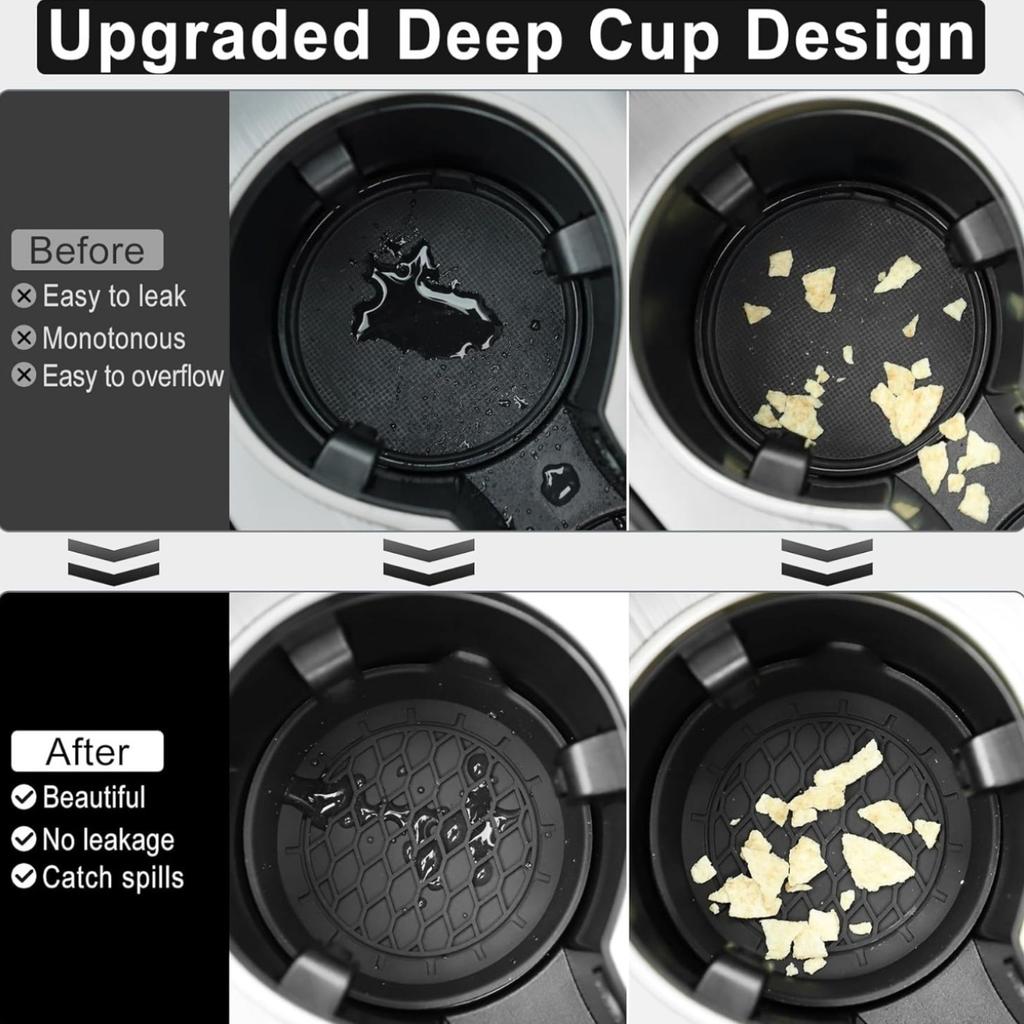 4pcs Black Silicone Car Cup Holders with Non-Slip Inserts -Fit for All Vehicles, Easy-Clean Design,Cup Holders for Vehicles