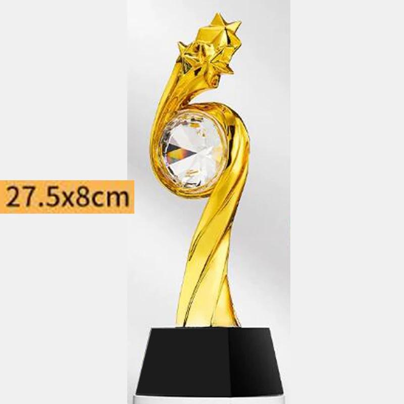 Individuell Kreative Flügel Goldene Ähre Weizenähre 5 Sterne Harzmedaille, Auszeichnung für hervorragende Mitarbeiter, Heimdekoration Kristallpokal 1 Stück