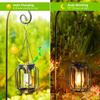 2 Pack Solar Powered Outdoor Pendant Lights, Hanging Metal Lanterns, Modern Metal Solar Pendant Lights with Hooks for Garden Use, Warm Light Lanterns