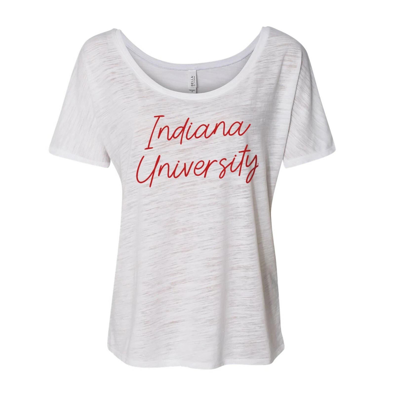 Indiana Hoosiers Sweet Script Womens Slouchy Tee - White Slub S