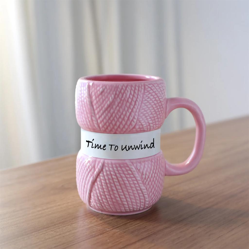 Multi Colored Ceramic Mugs Wool Knit Style Ceramic Coffee Mug Fun Milk Tea Cup with Handle Office Drinkware Cup Christmas Gifts
