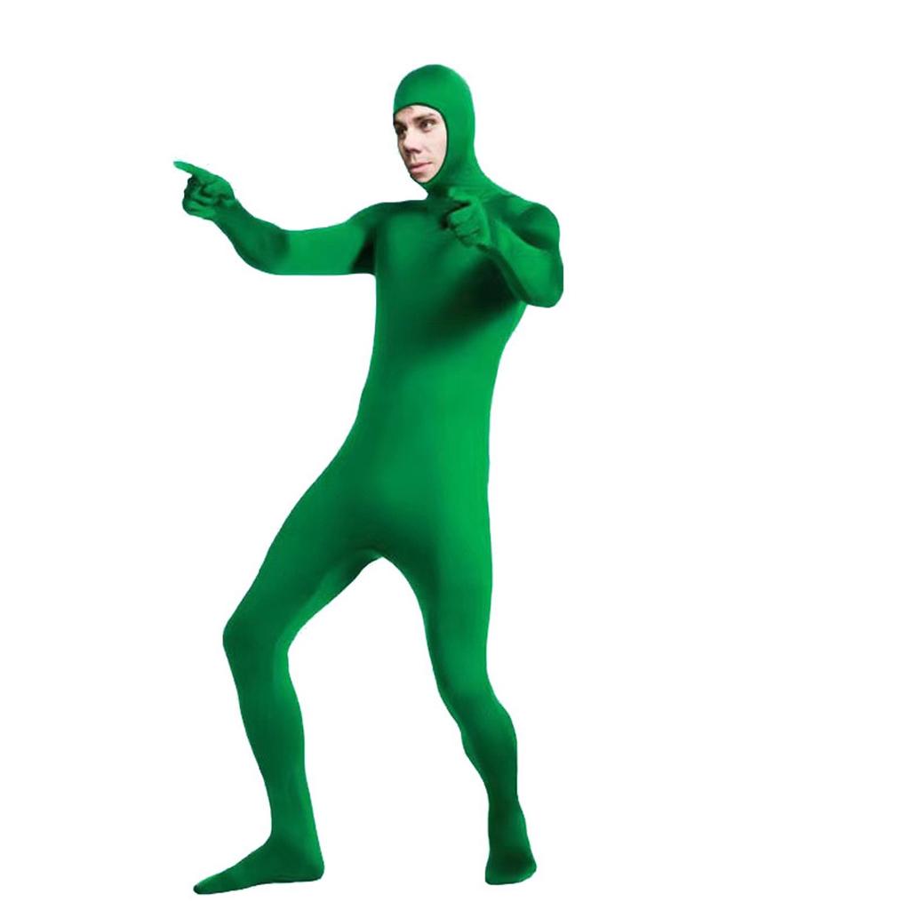 Zentai Suit for Adult Cosplay Leotard Full Bodysuits Green Screen Suit One Piece Catsuit Halloween Costumes (Face Revealed)