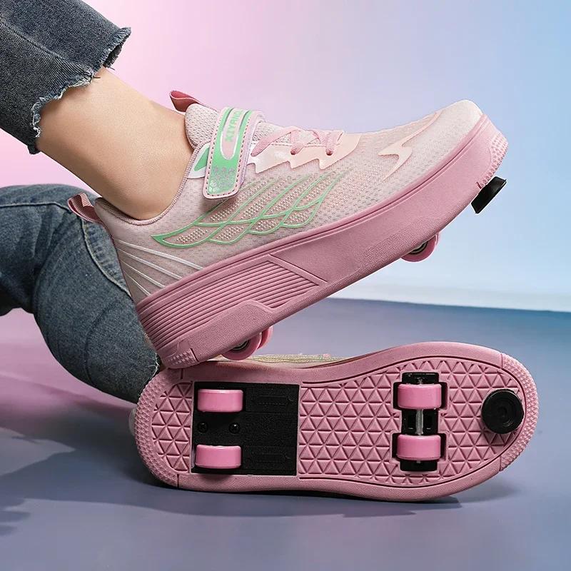 

Inline Roller Skates Children Removable Wheeled Shoes Skate Girl 4 Wheels Powerslide Skates Children s Sneakers Shoes With Wheel 34