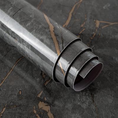 Boobest Marble Naklejka na tapetę 80 cm szerokości x 4 m długości Gruba naklejka na tapetę Zdejmowana stylowa skandynawska ciemnoszara arkusz do cięcia marmuru