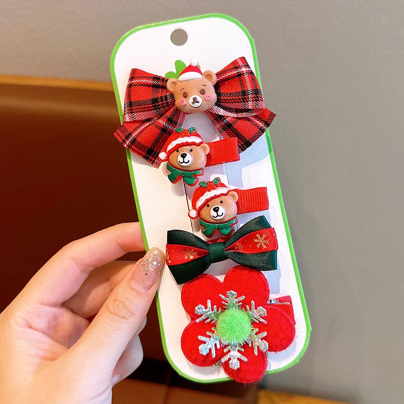 Weihnachten Weihnachtsmann Plüsch Haarspangen für Mädchen - Niedliche Pony- & Seitenklammern