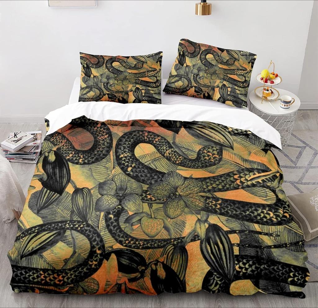 Cartoon SnakeBed Linen,Microfibre Bedding Sets, Children's Bed Linen with Zip Room Decor  Duvet Cover  for Teenagers  Adult