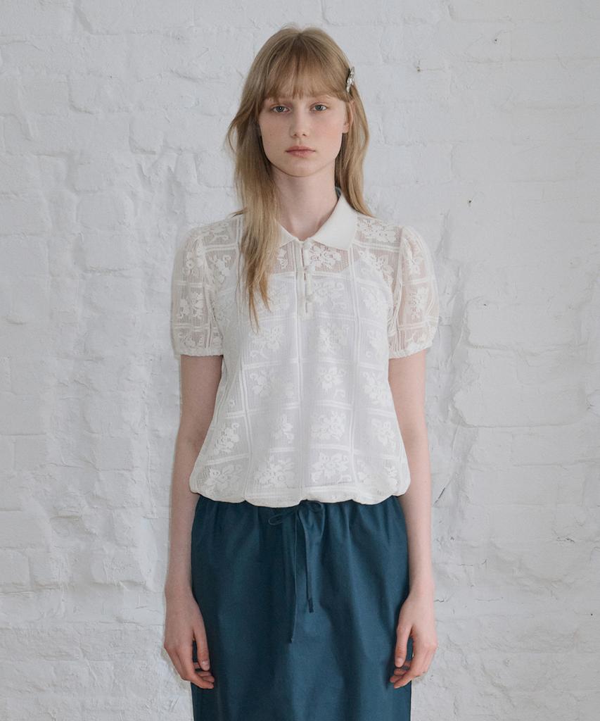 SINOON Rose Lace Volume Blouse (Ivory)