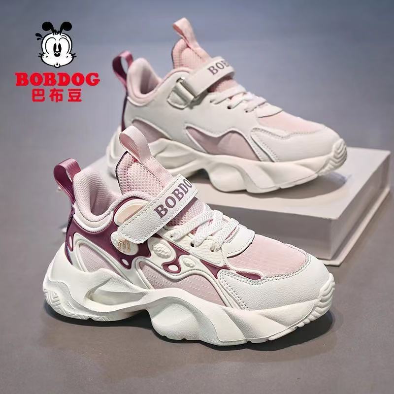 Babu bean girls shoes 2025 autumn new leather surface waterproof children's sports shoes soft sole middle and old children's dad shoes