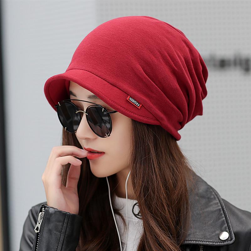 Damen Hut & Schal im koreanischen Stil mit kurzem Schirm, vielseitig, mit Loch für Pferdeschwanz