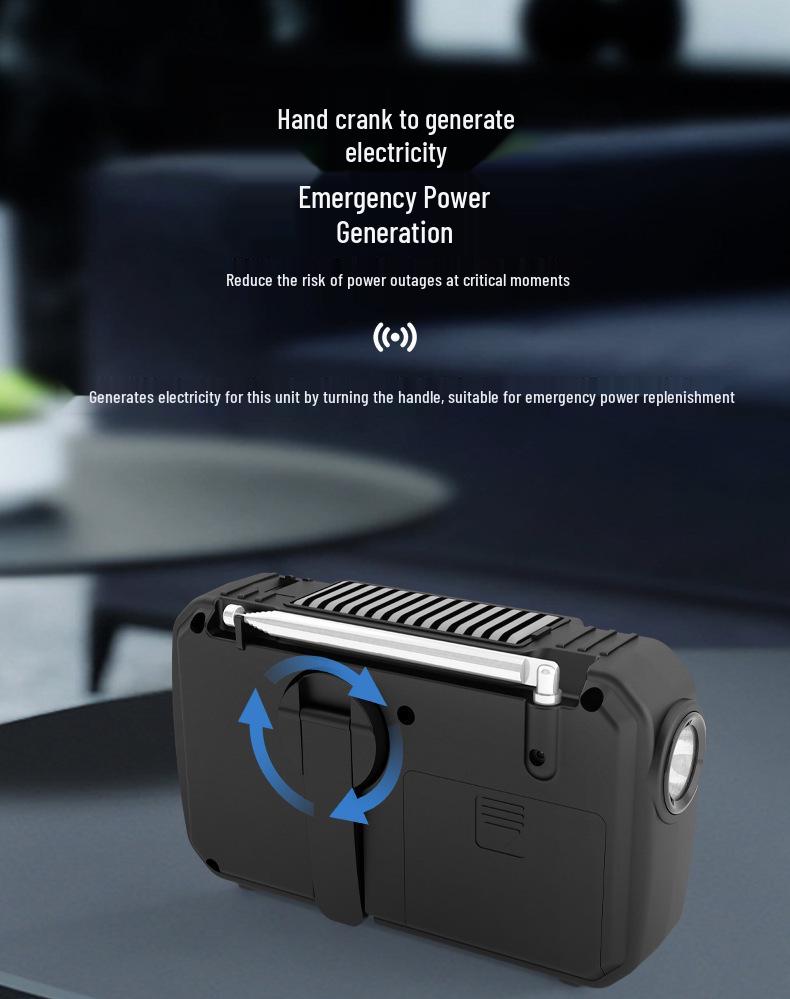 Solar Hand-Crank Emergency Radio with SOS Alarm for Outdoor Use