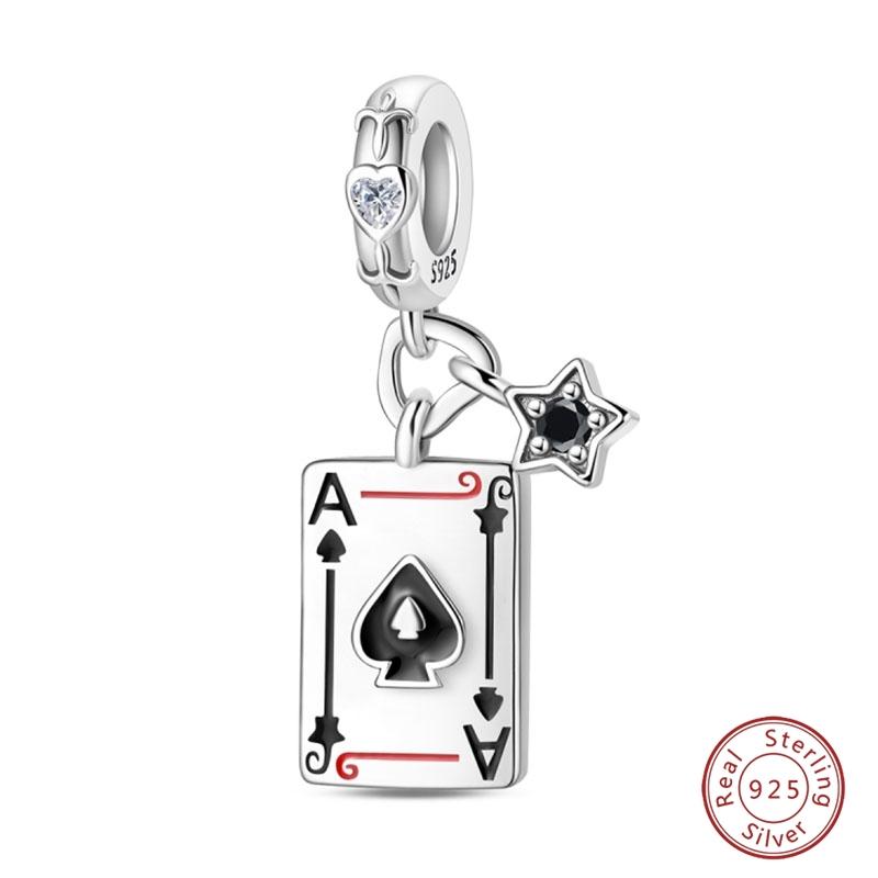Argent S925 Chat Citrouille Carte à Jouer Ours de Diplôme Cheval de Mer 3mm Breloques Perles Design DIY Bijoux Fins
