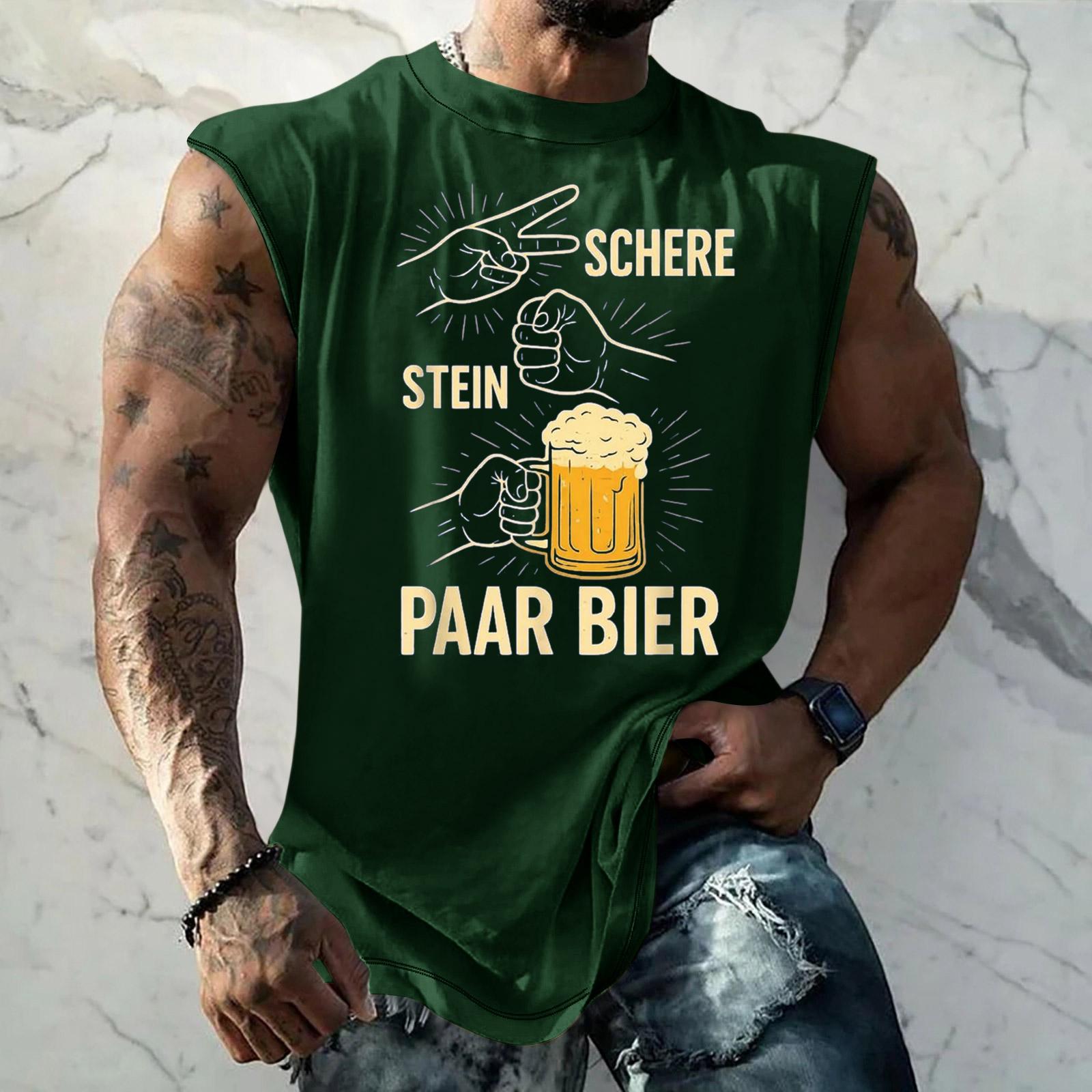 

Men Sleeveless Tank Top Loose Fit Casual Streetwear Printed Graphic Muscle Tee Summer Workout Gym Shirt M