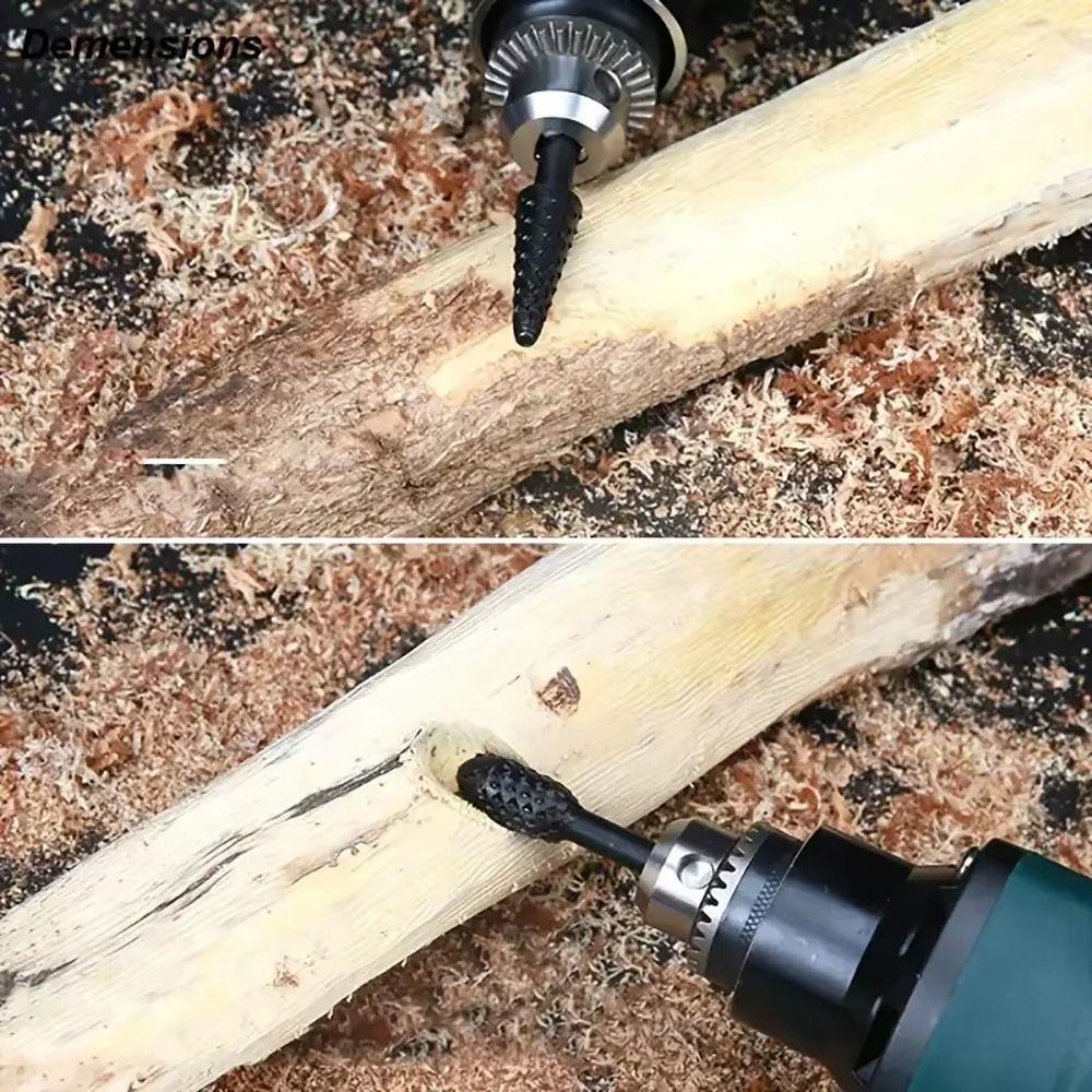 5/10Pcs Black Grey Wood Rasp File 6mm Shank Grinding Head Drill Bits  for Woodworking Root Carving