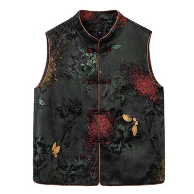 Vest Women's Spring Clothes Buckle Outer Wear Vest Chinese Vest Old Lady Vest