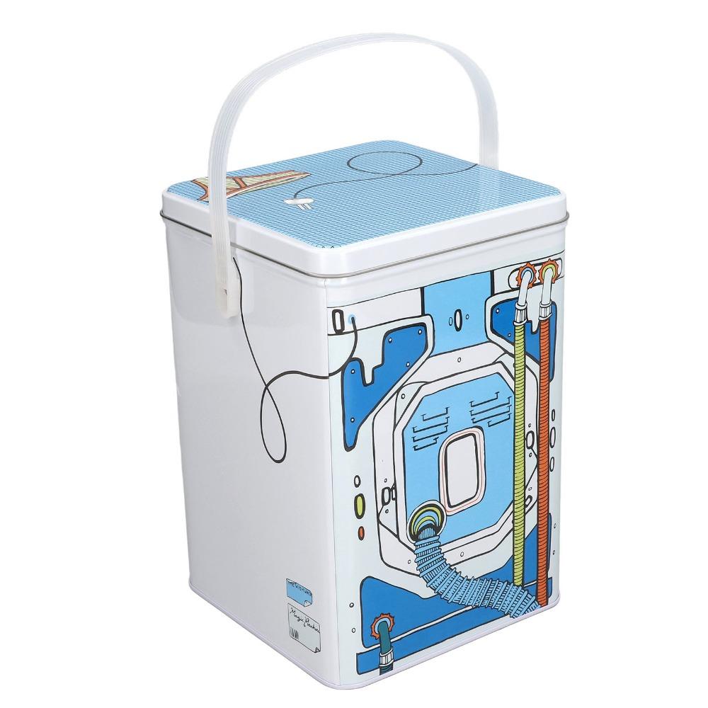1pcs White Color Laundry Detergent Container Decorative Storage Tin Household Storage