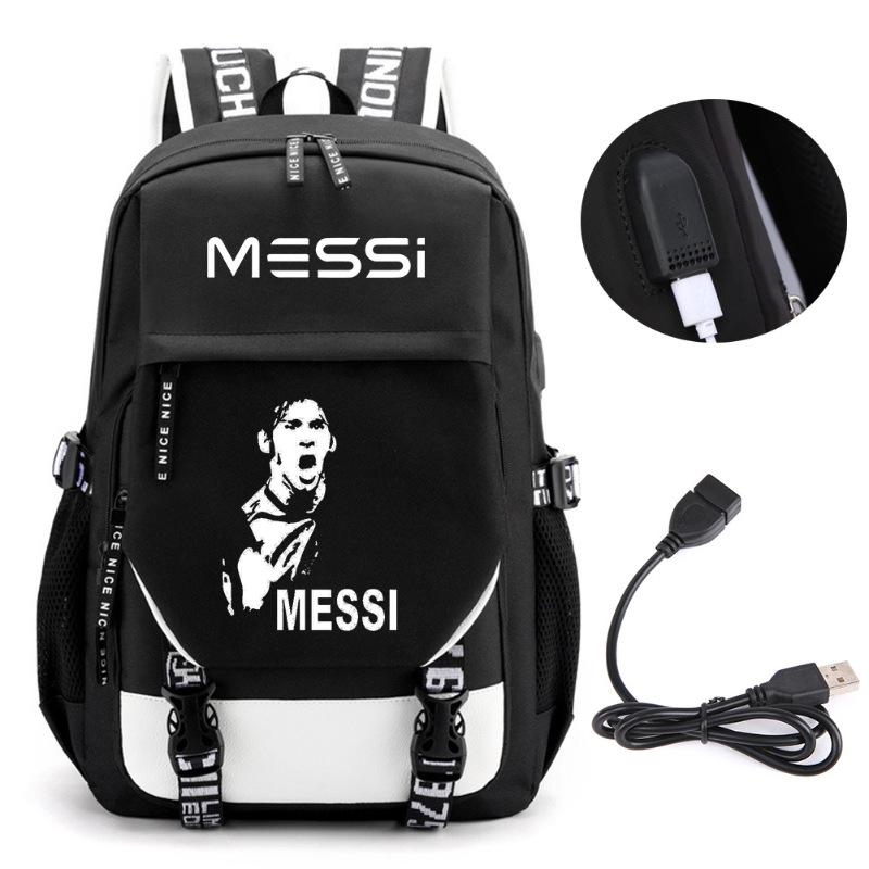 Football Star Peripheral Backpack Fashion Youth Usb Backpack Campus Student Bag 30×20×43cm