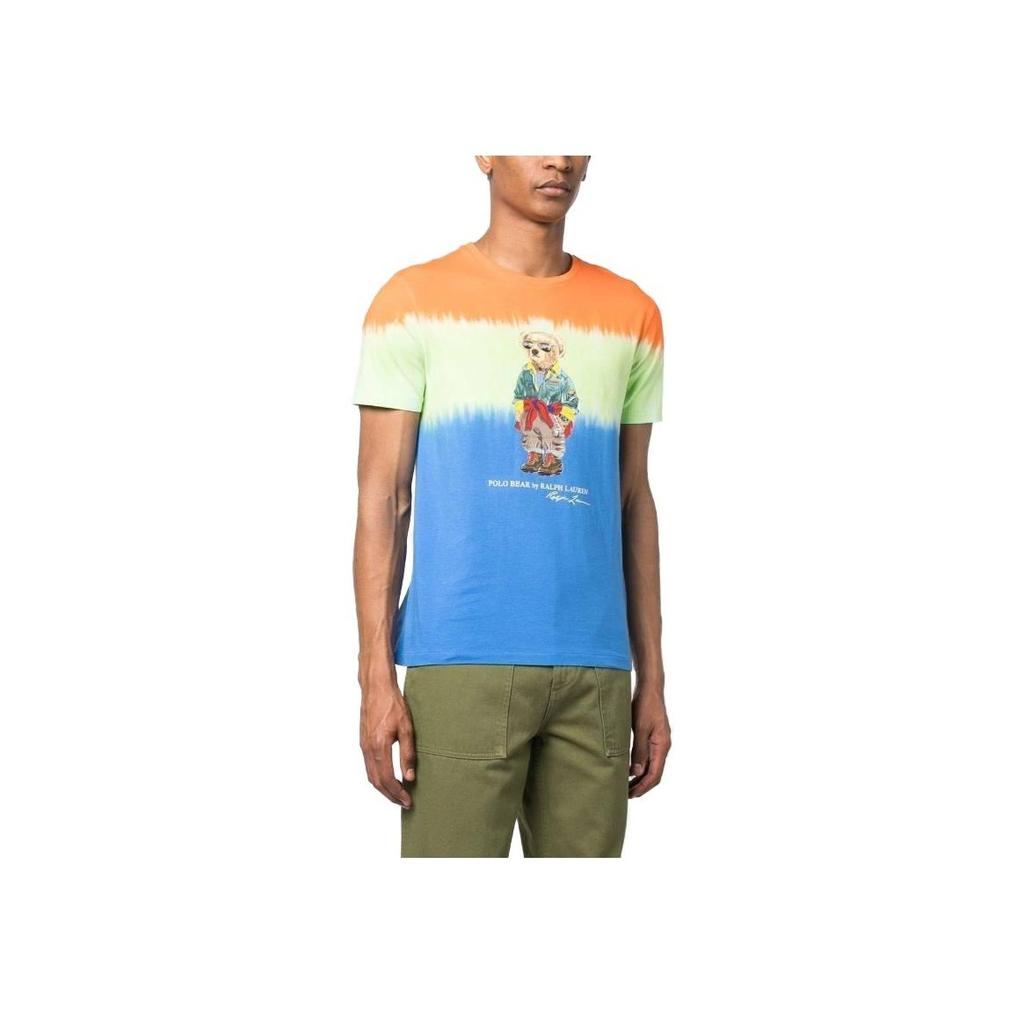 Polo Ralph Lauren SS23 Tie-Dye Bären-Print Lässiges Rundhals-Kurzarm-T-Shirt Herren T-Shirts Mehrfarbig 710891154-001