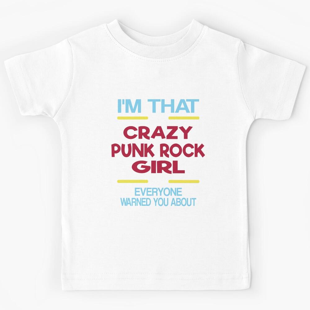 Crazy Punk Rock Girl 80s Funny Design Kids T-Shirt 170
