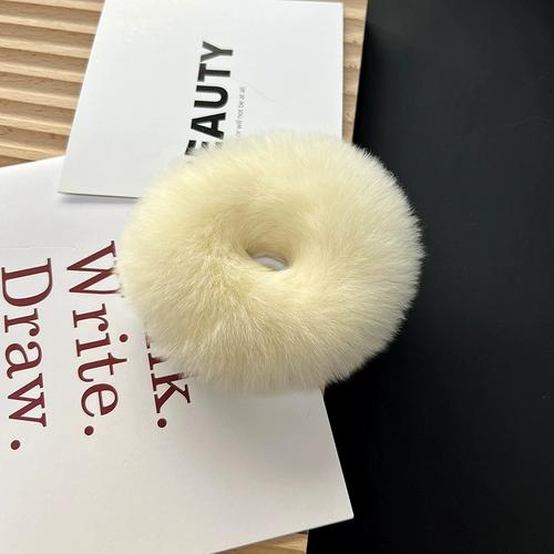 

Корейское простое плюшевое кольцо для волос с толстой кишкой из настоящего кролика-выдры, милая повязка на голову с хвостиком, интернет-знаменитость, головной убор во французском стиле ретро, ​​осень и зима