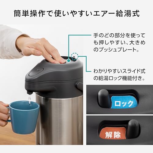 Peacock Thermos, Stainless Steel Air Pot, 2.2 Liters, Keeps Water Hot or Cold Without Electricity, Energy-Saving, Wide-Mouth Thermos, Tabletop, Kettle