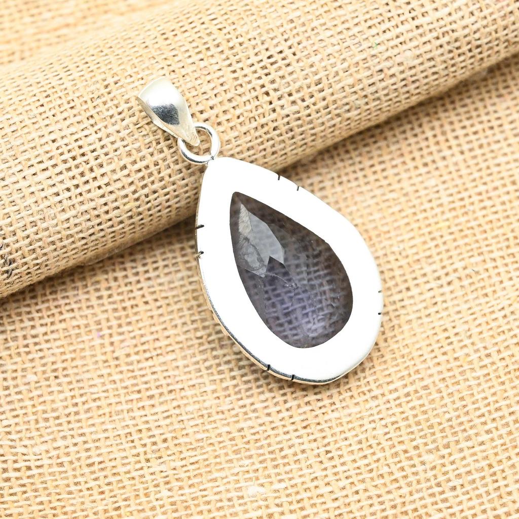 Iolite Gemstone 925 Sterling Silver Handmade Pendant Jewelry Beauteous Gift For Anniversary