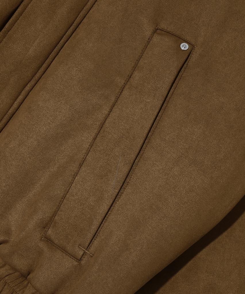 Trillion Suede Rivet Blouson Zip-Up Jacket (Brown)