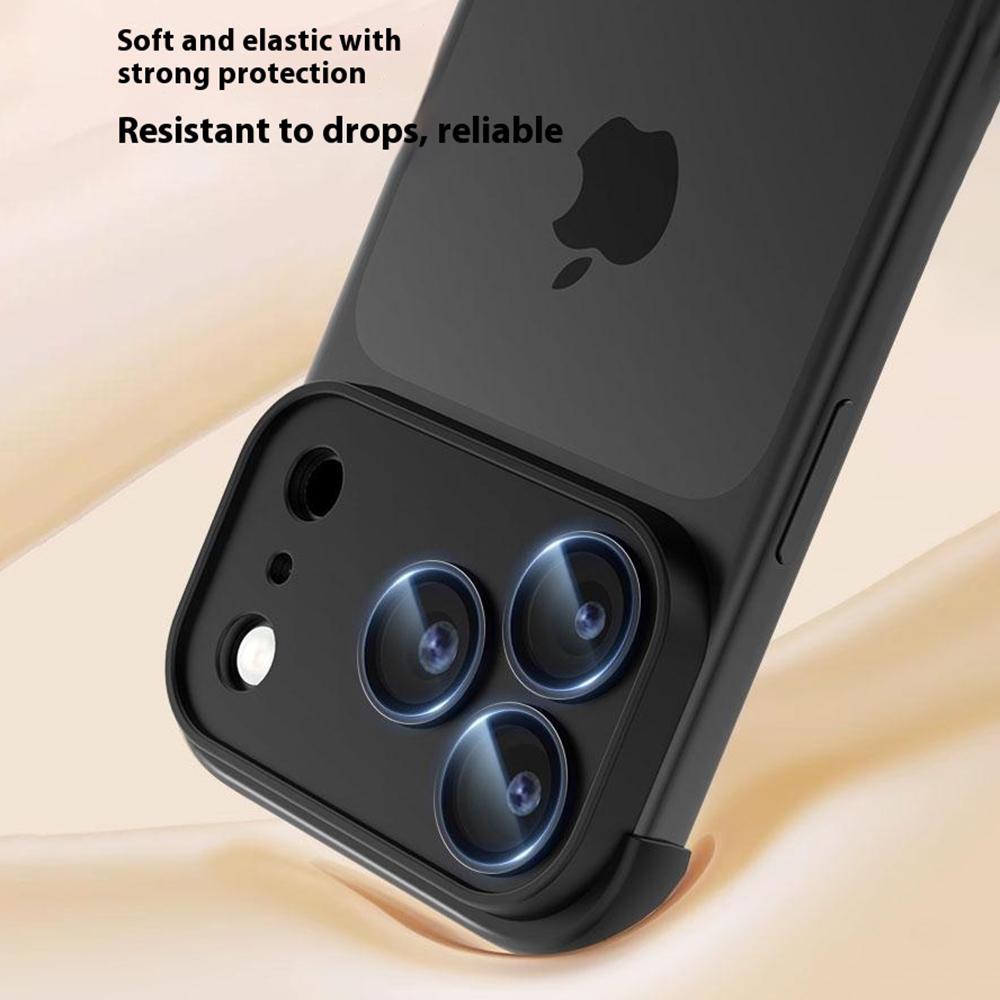 For iPhone 17 Pro Frameless Case Corner Edge Protection TPU Silicone Cover with Camera Lens Protector