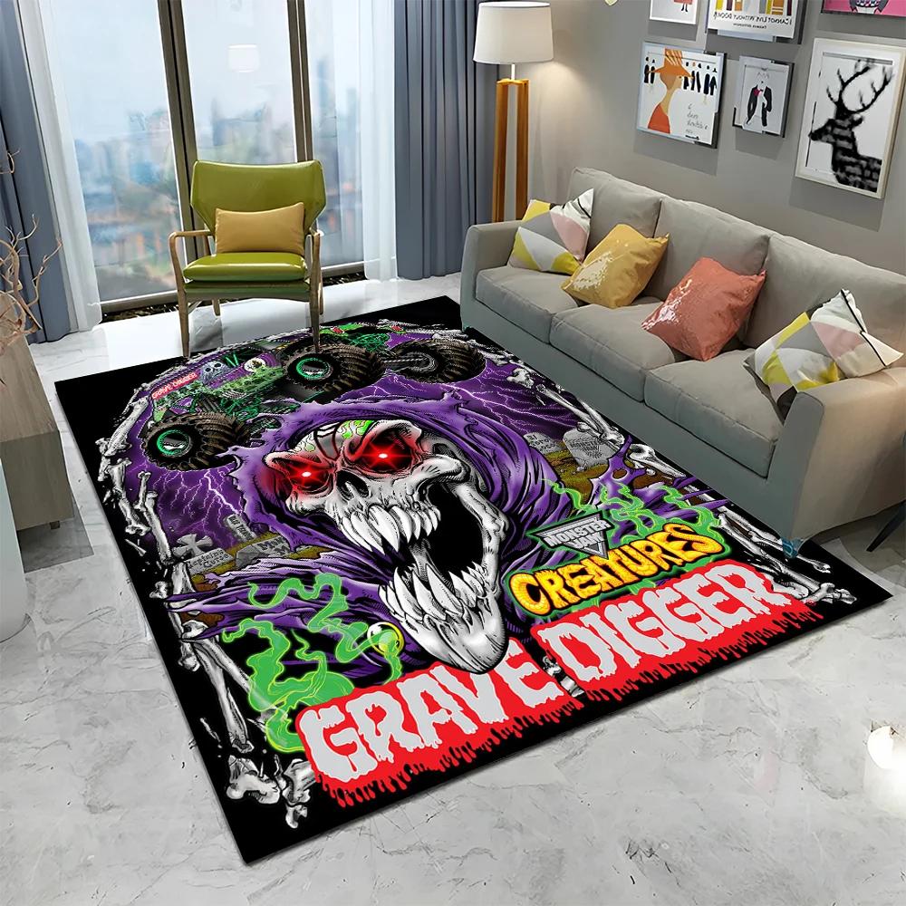 Covor 3D Monster Jam Monster Truck Desen Animat pentru Casă Living Dormitor Canapea Covoraș Decor, Covor pentru Copii Covoraș de Podea Antiderapant