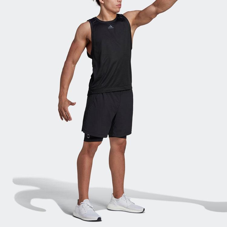 Adidas Pure Color Logo Print Round Neck Sports Vest Men Tops Black HP1757