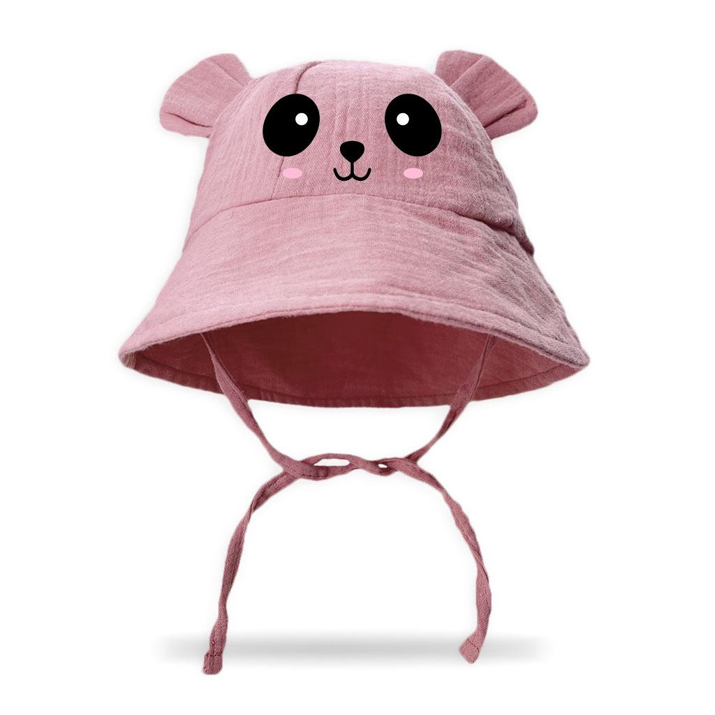 Spring Summer New Children s Gauze Bucket Hat Baby Embossed Bear Fisherman Sun Hat Protective Accessory for Babies One Size