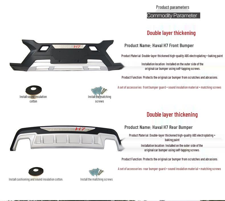 Stoßstangenschutz vorne und hinten für Great Wall Haval H5, H7, H6 (Geändert), M6 Blaues & Rotes Etikett