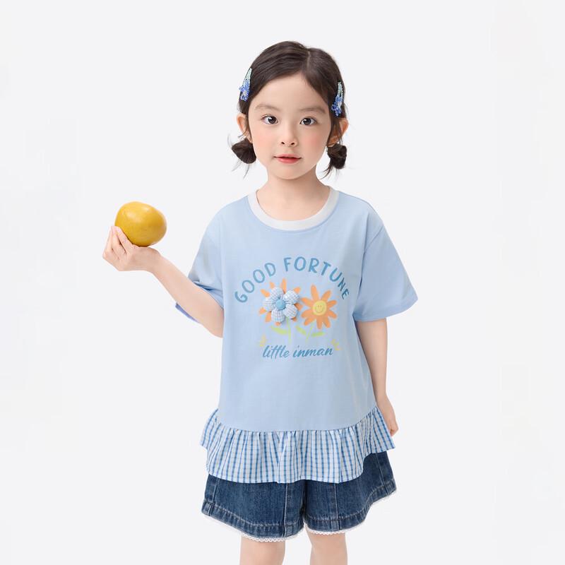 Xiaoyinman Girls  3D Floral Short Sleeve T-shirt 110