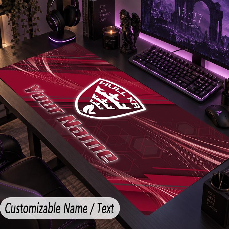 Large Mouse PadHull KR Custom Name Text Personalized Desk Mat Non Slip Gaming Pad