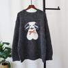 Autumn and winter new round neck bow cartoon puppy knitted sweater top loose soft waxy sweater pullover woman