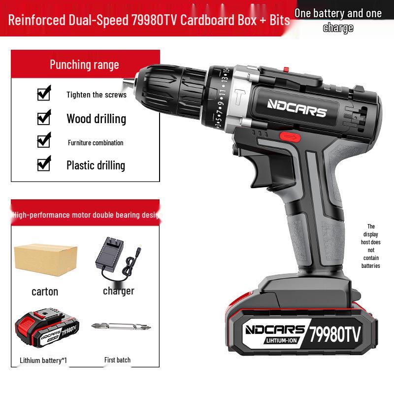 Industrial Ultra-Power Electric Drill with Dual-Speed Lithium Battery and Impact Function