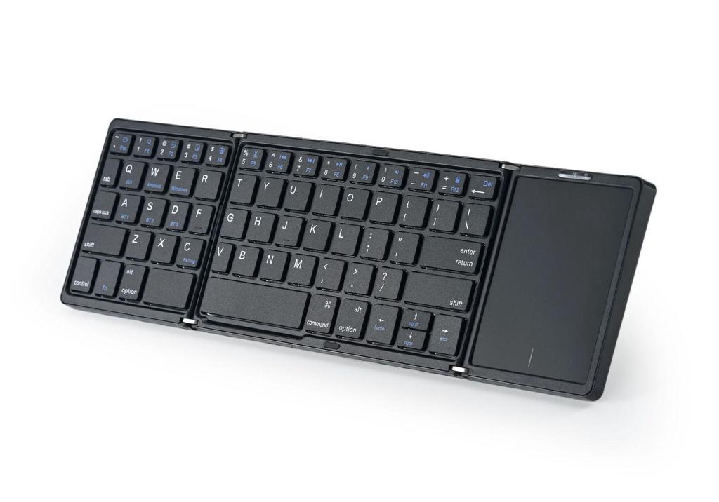 Tri-Fold Bluetooth Keyboard with Touchscreen for iPad & Laptop Business Use - Portable & Rechargeable.