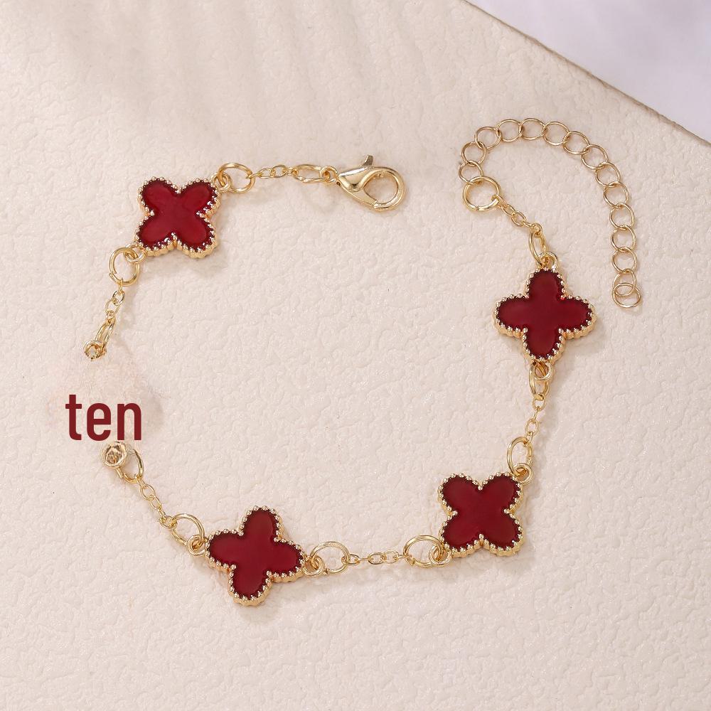 

Женский корейский простой браслет из перламутра с четырьмя листочками клевера