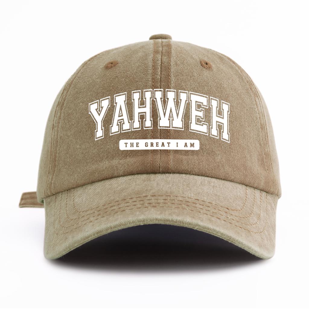 1pc YH Print Washed Baseball Cap for Adults,  Minimalist Retro Style Casual Soft Adjustable Dad Hat, Perfect As Gift
